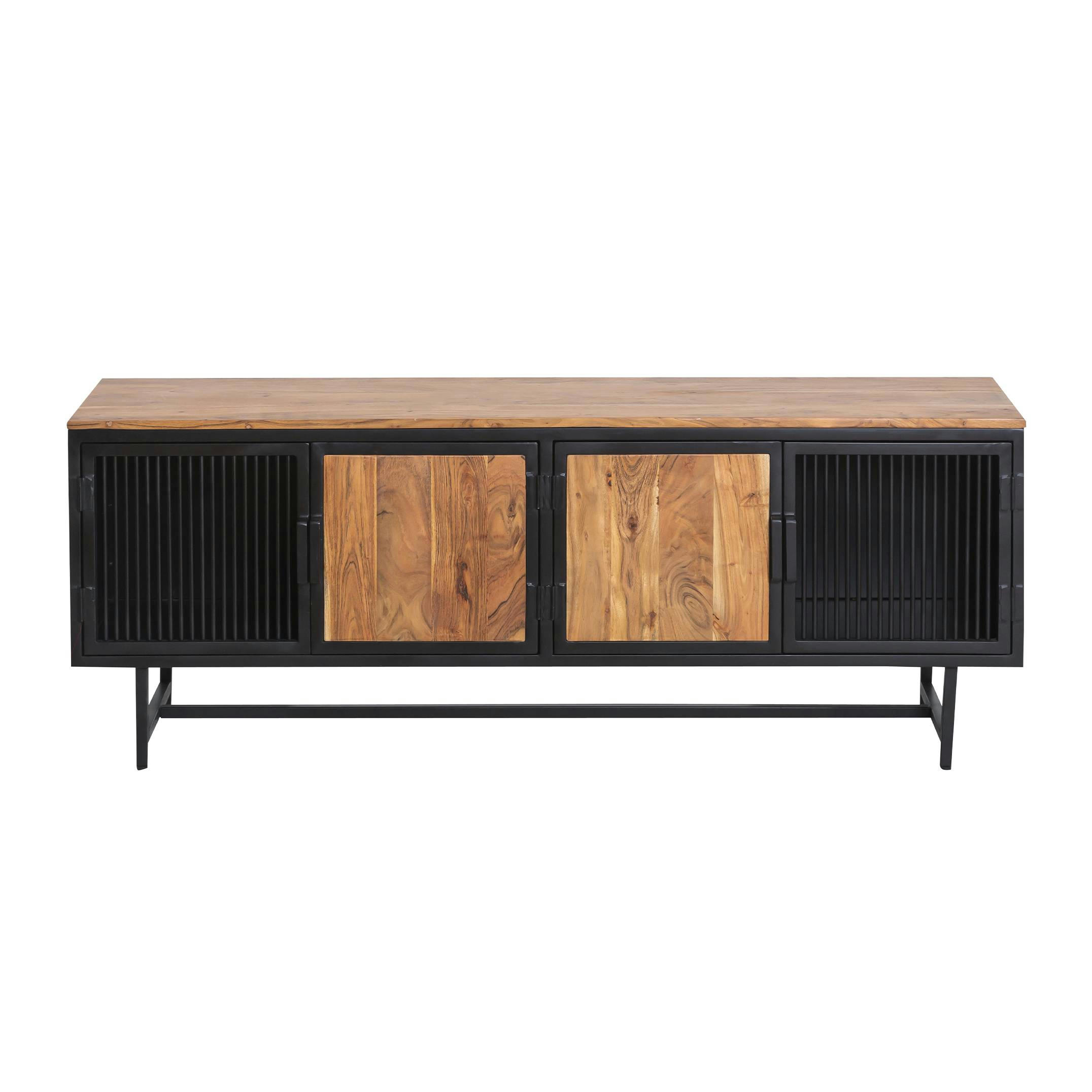 MATTIA - Meuble TV en bois noir 150 cm