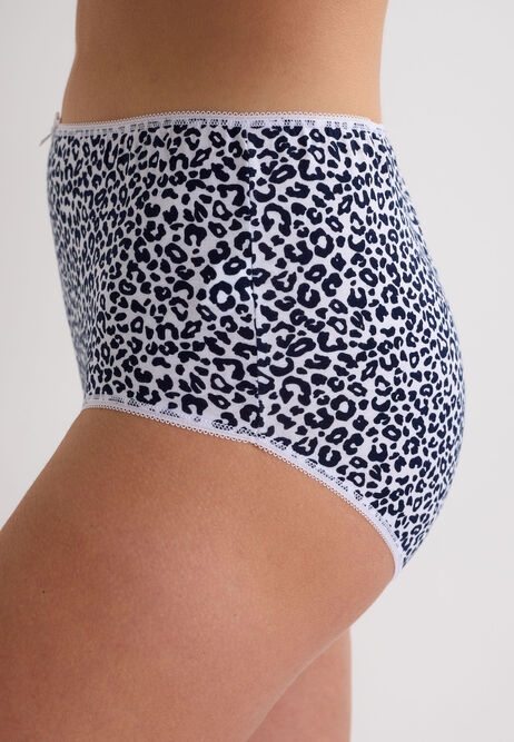 Womens 4pk Navy Animal Print Full Briefs