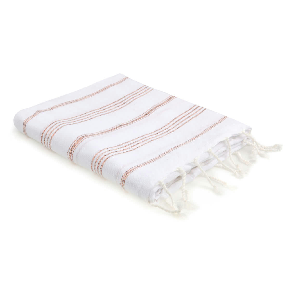 MYKONOS - Fouta coton  100x200 blanc / cuivre