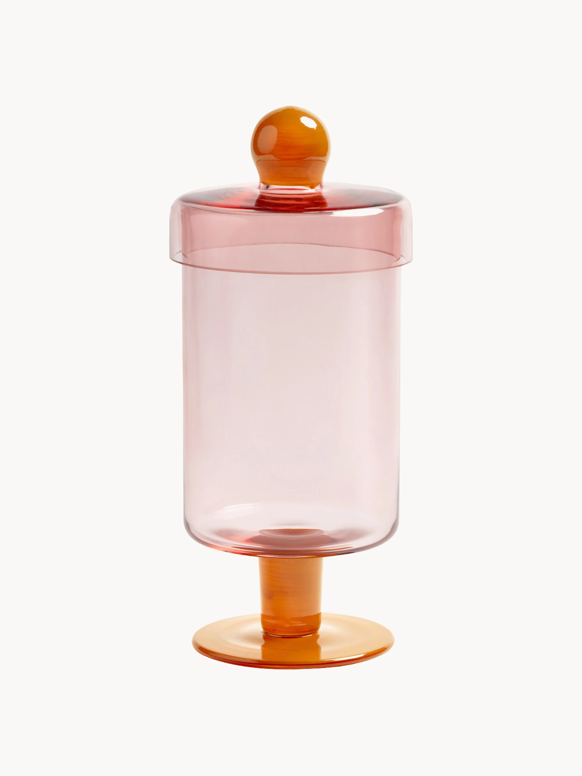 Handgefertigte hohe Glas-Aufbewahrungsdose Duo