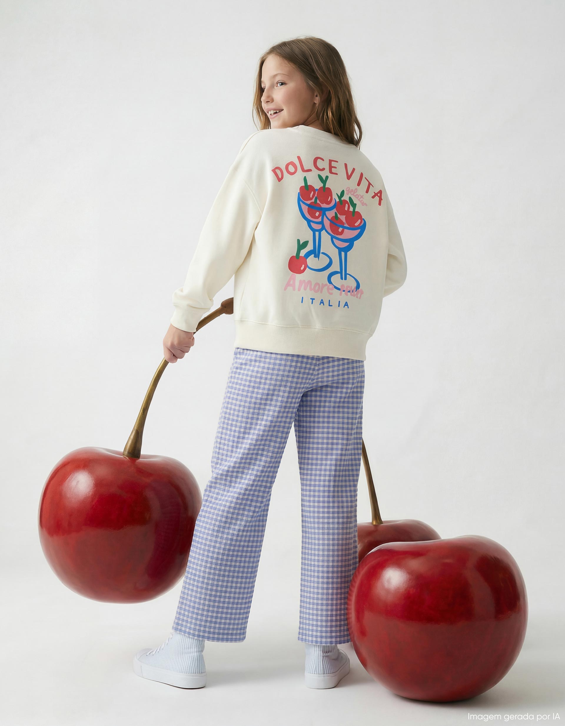 Sweatshirt de Felpa, Menina, Branco