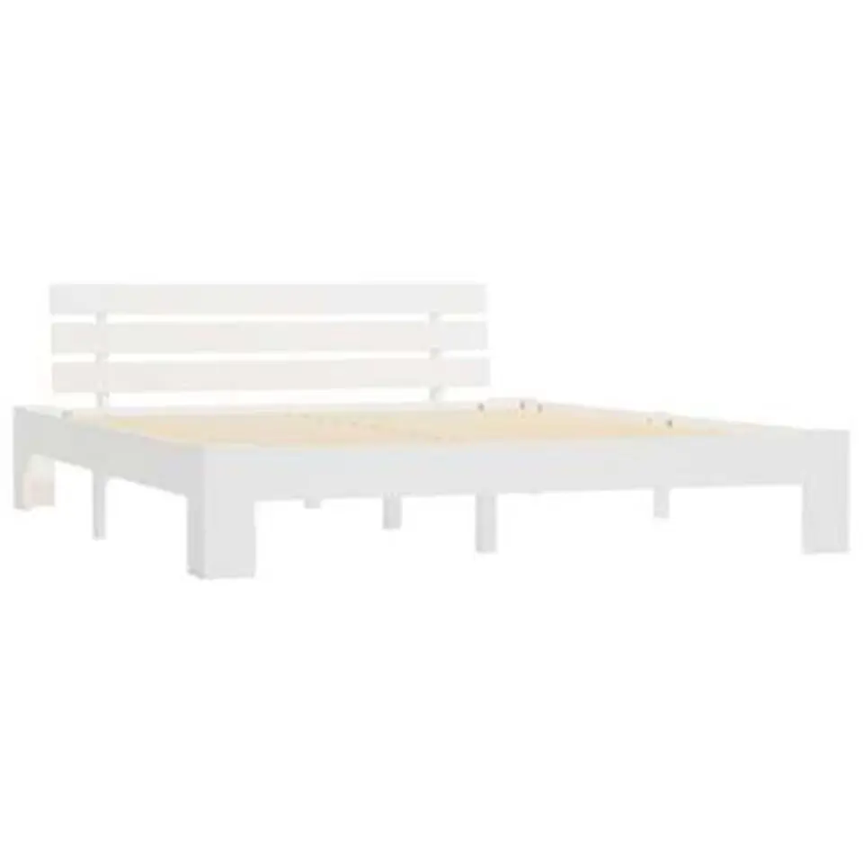 vidaXL - Tweepersoonbed met hoofdbord - Wit - Massief grenenhout - 180x200 cm