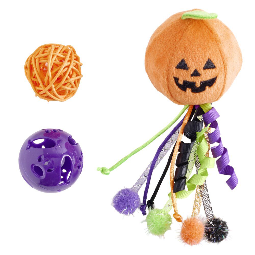 Jouet pour chat balles x3 thème Halloween orange
