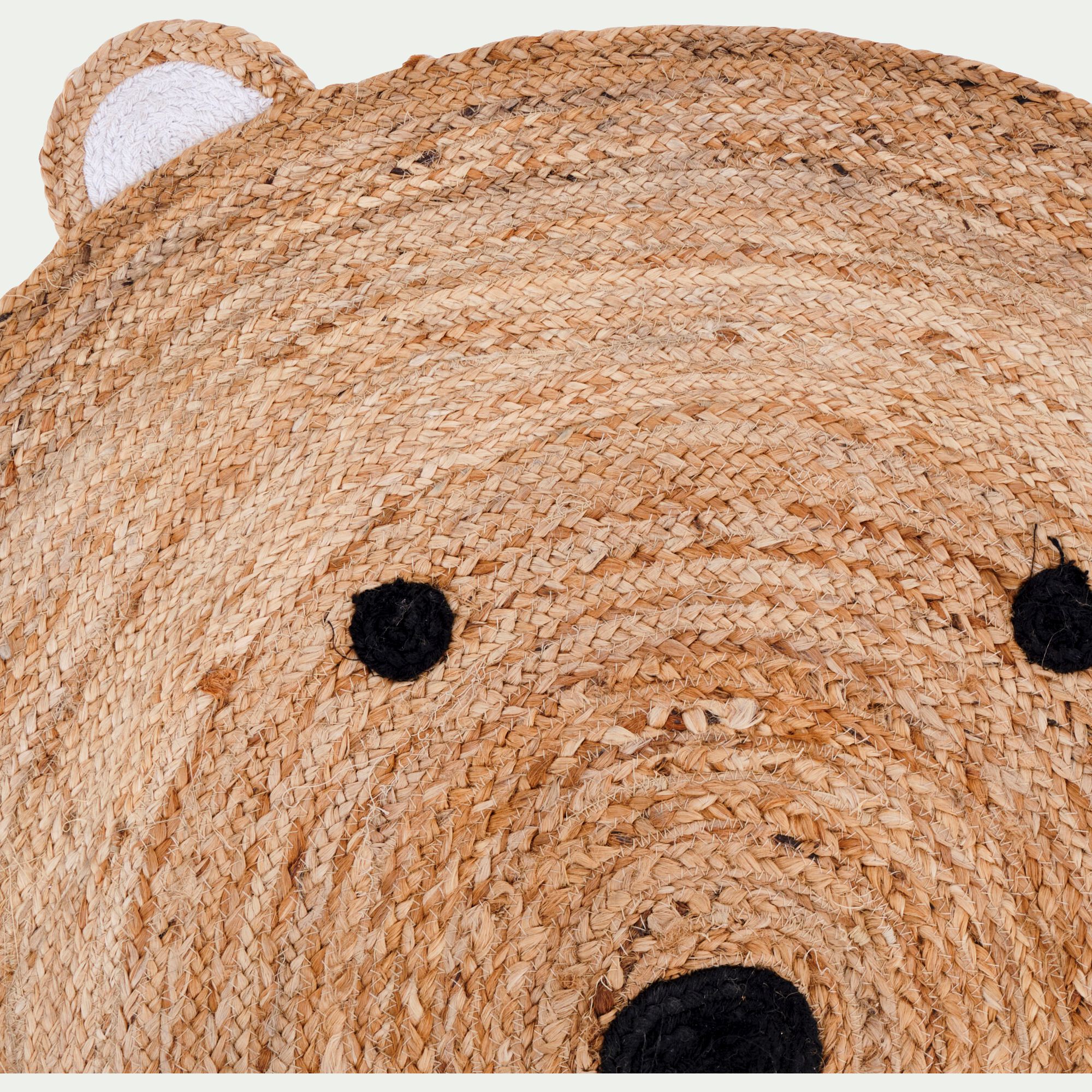 JOE - Tapis rond motif tête d'ours en jute d100cm - naturel