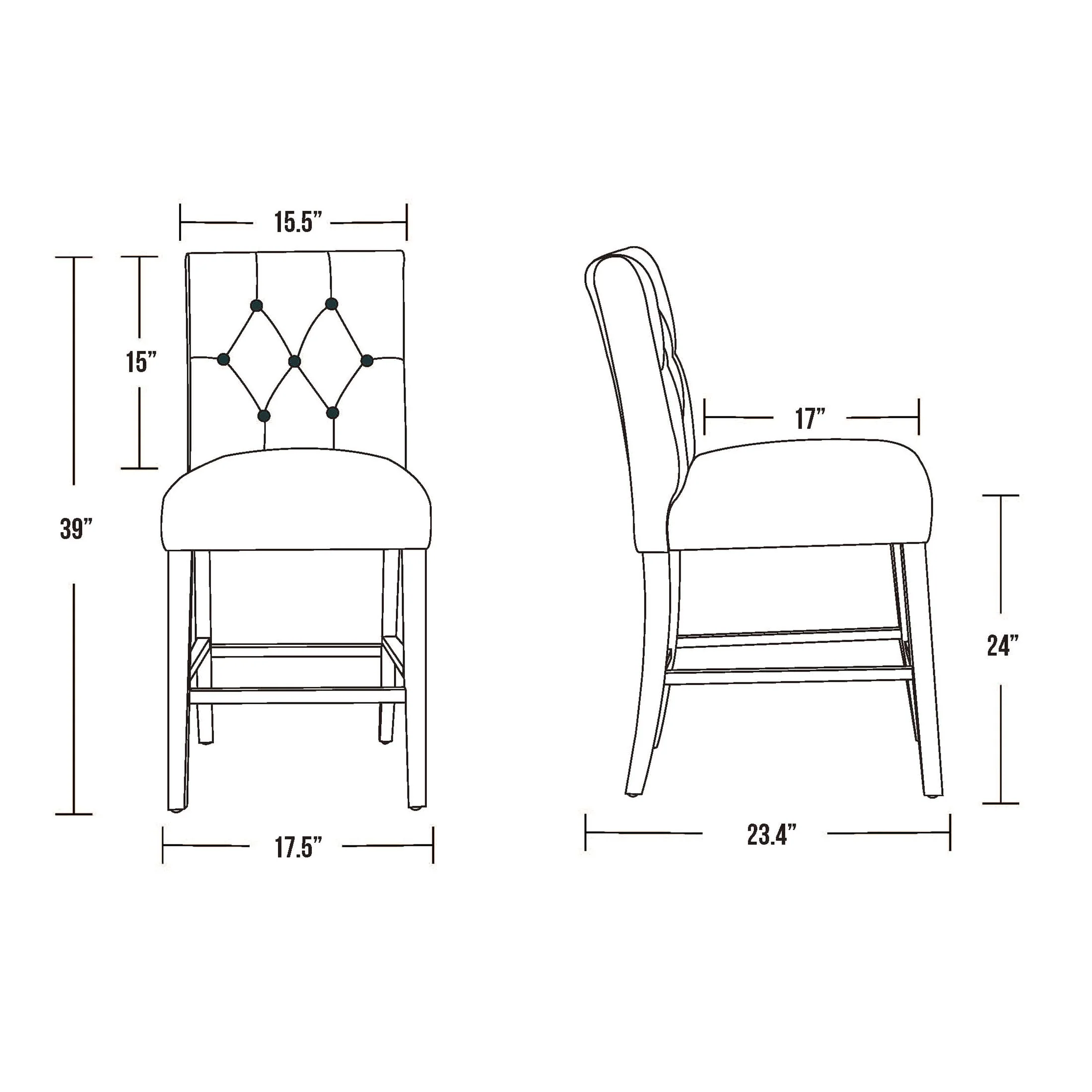 Carter 24 Classic Button Tufted Counter Stool, Antique Gray Legs