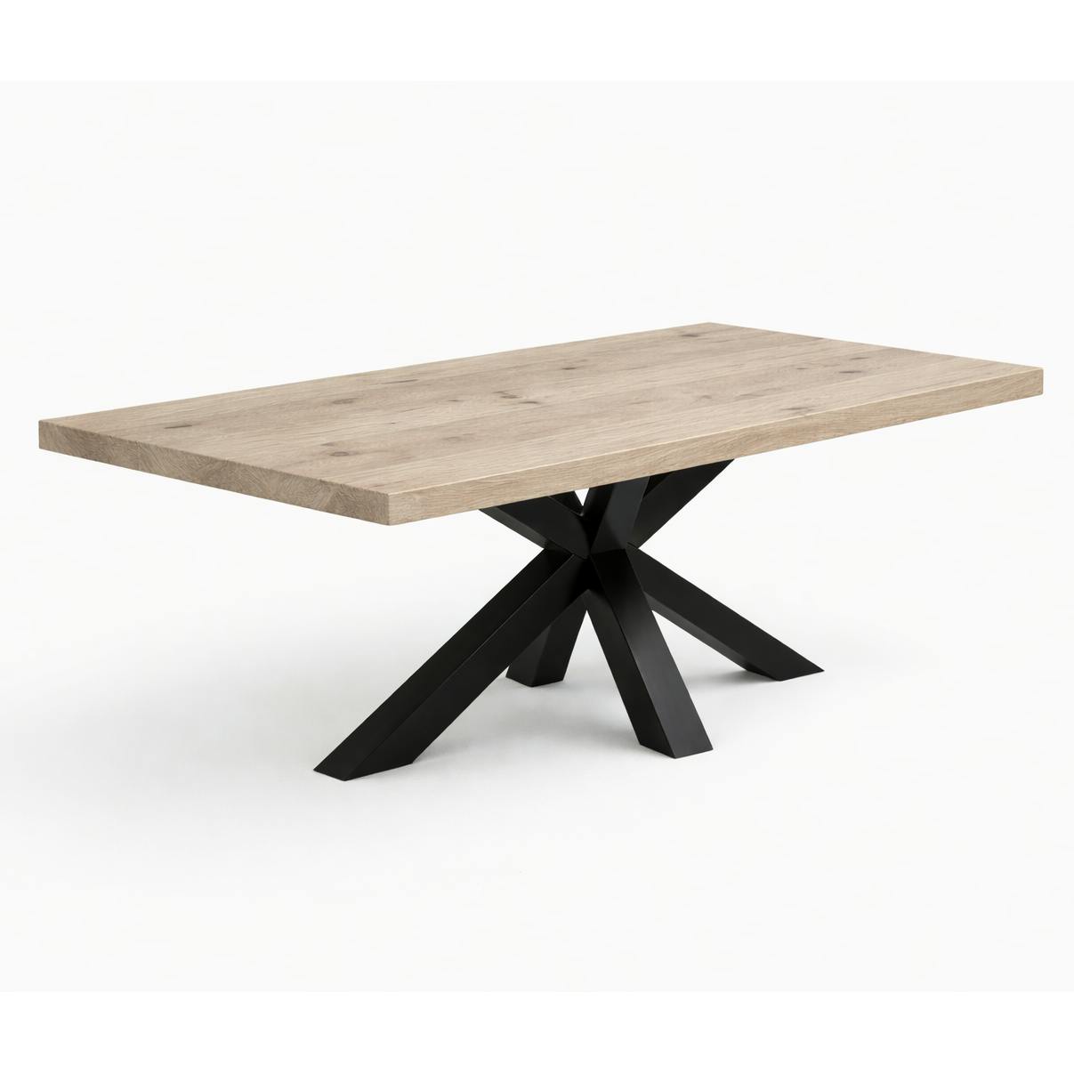 Table extensible bois grisé bords droits pied noir 240 cm PALERME