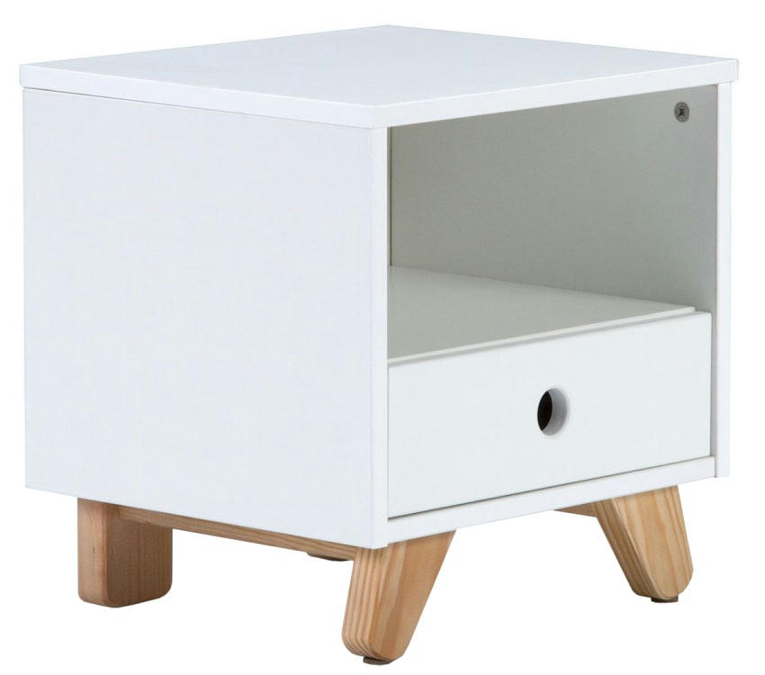 TIPI - Table de chevet enfant blanc effet bois 35x40