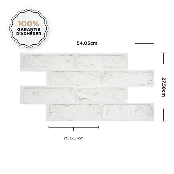 Crédence Adhésive Cuisine et Salle de Bain x2 - Carrelage Mural Smart Tiles, Gris et Blanc - 54,05 x 27,58cm