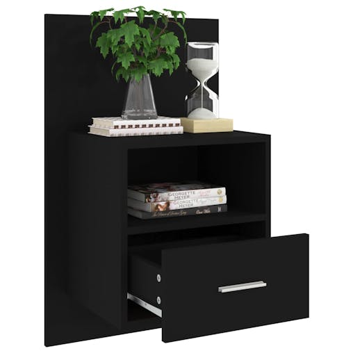 NNEVL Wall-mounted Bedside Cabinets 2 pcs Black