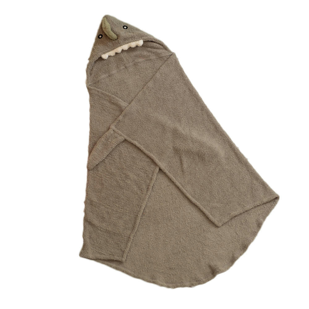 BAÑO - Serviette à capuche dinosaure 100% polyester gris