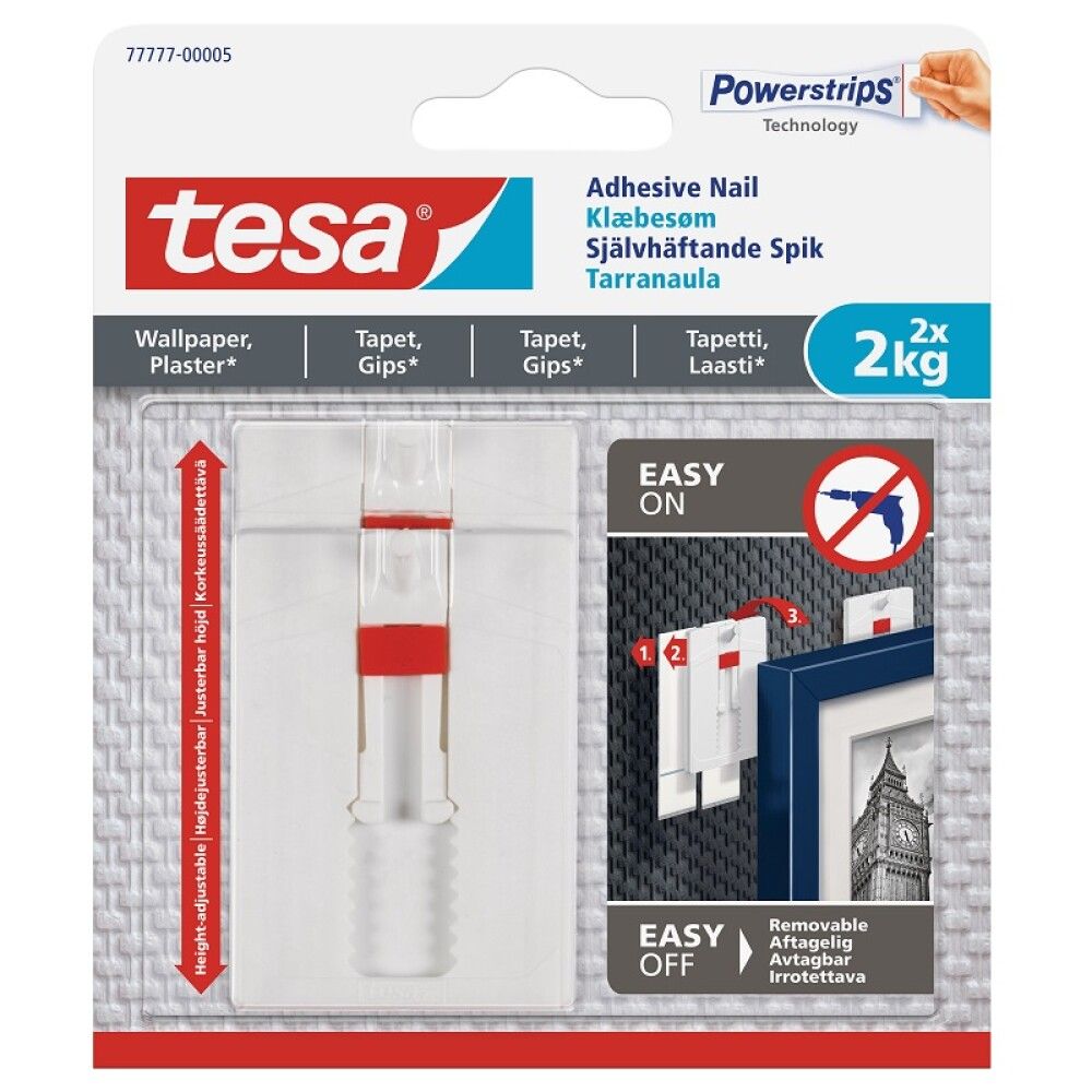 SELVKLEBENDE SPIKER TESA TSMS TAPET JUSTERBAR 2KG 2PK