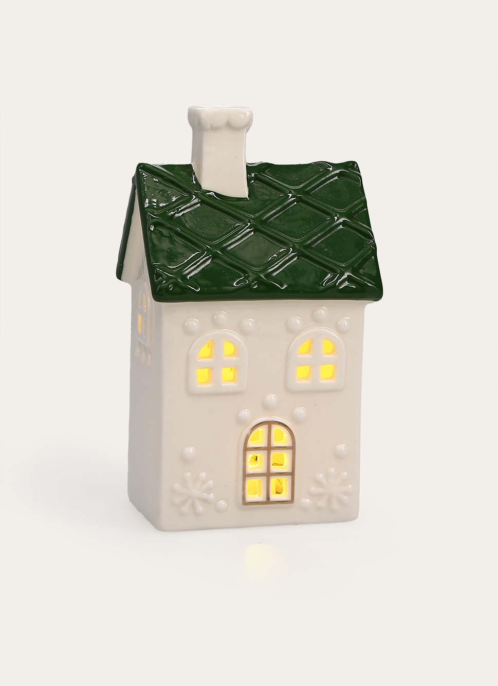 MAISON LUMINEUSE EN PORCELAINE VERT FONCÉ