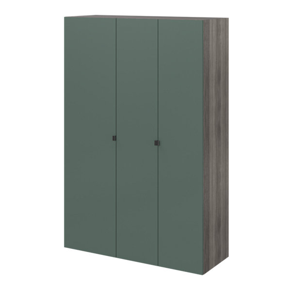 Armoire penderie 3 portes battantes vert forêt et effet chêne grisé GoodHome Atomia H. 187 x L. 125 x P. 45 cm