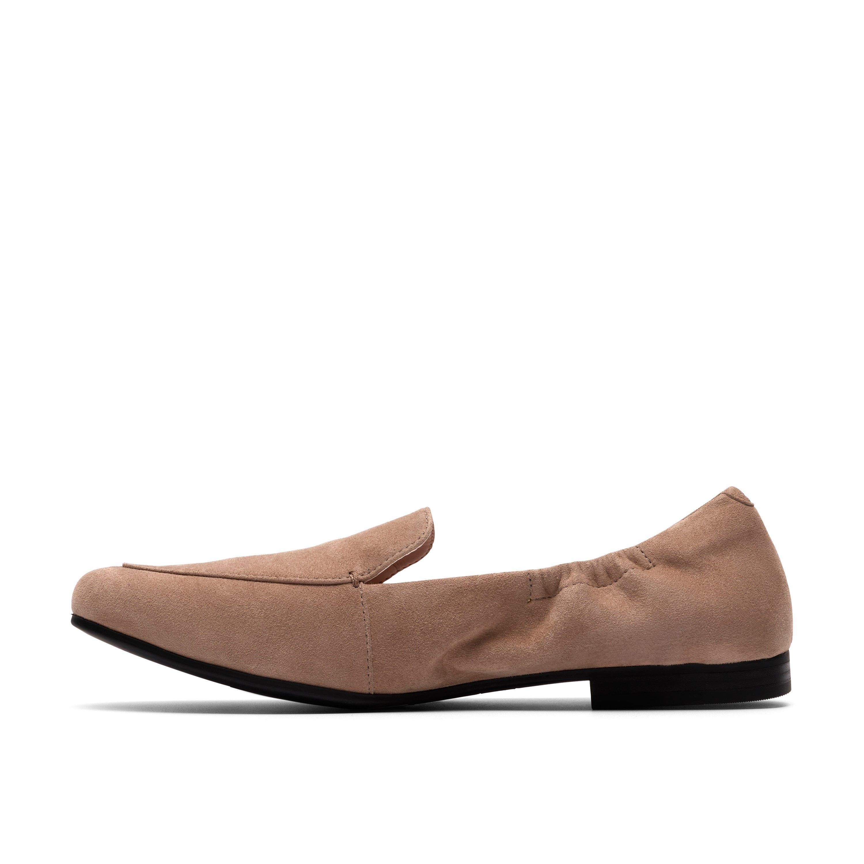 Clarks Tamna Pure Mushroom Suede Loafers,Slip Ons