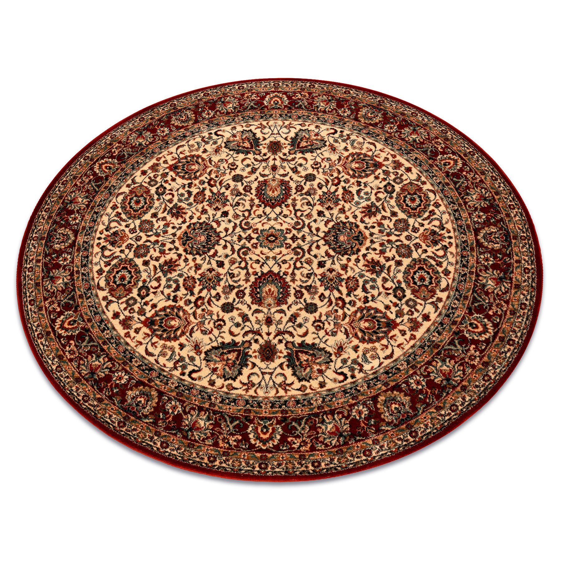 Dywan wełniany KASHQAI 4362 102 ornament beż / bordo koło 120 cm