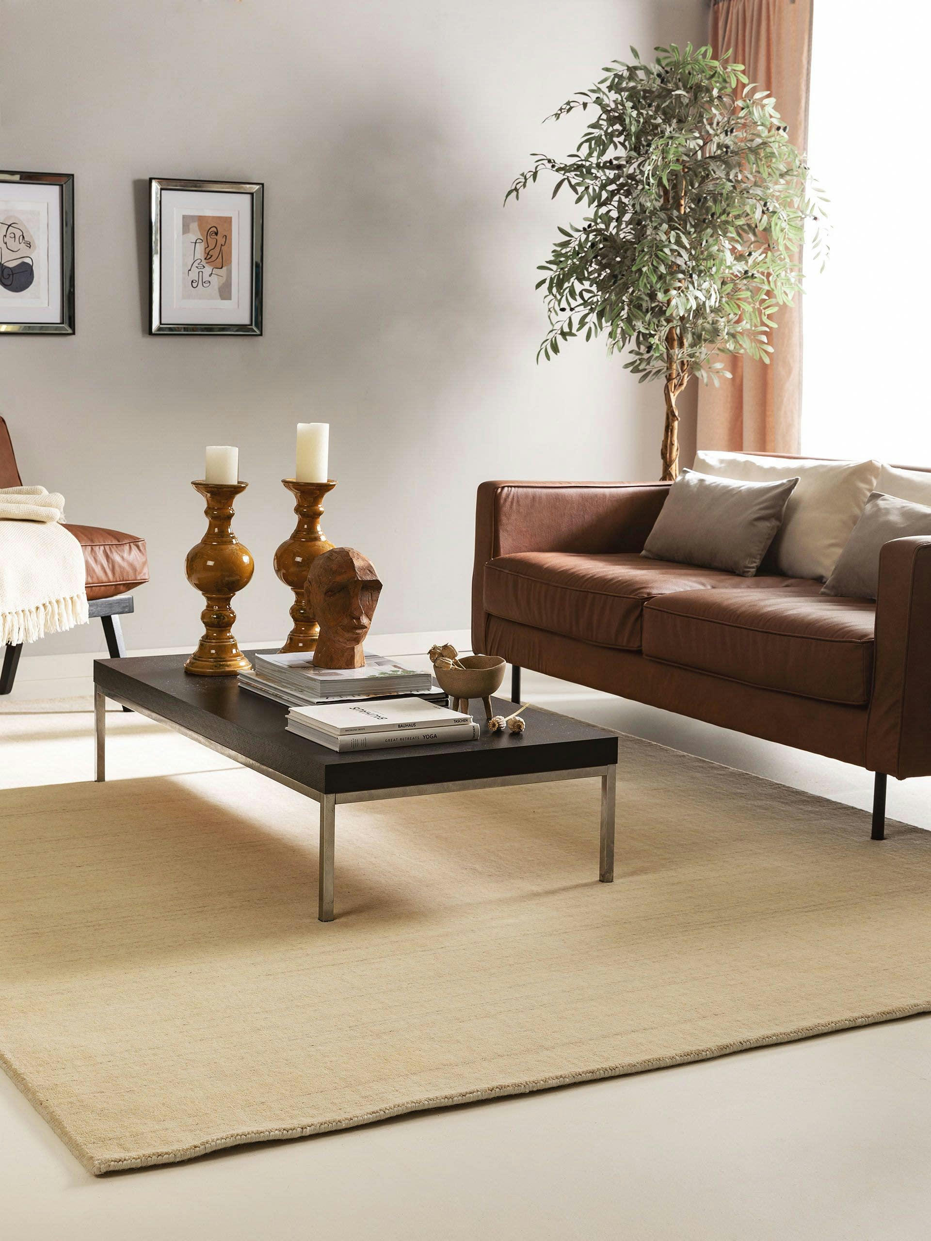 JAMAL - Tapis de laine crème 200x300