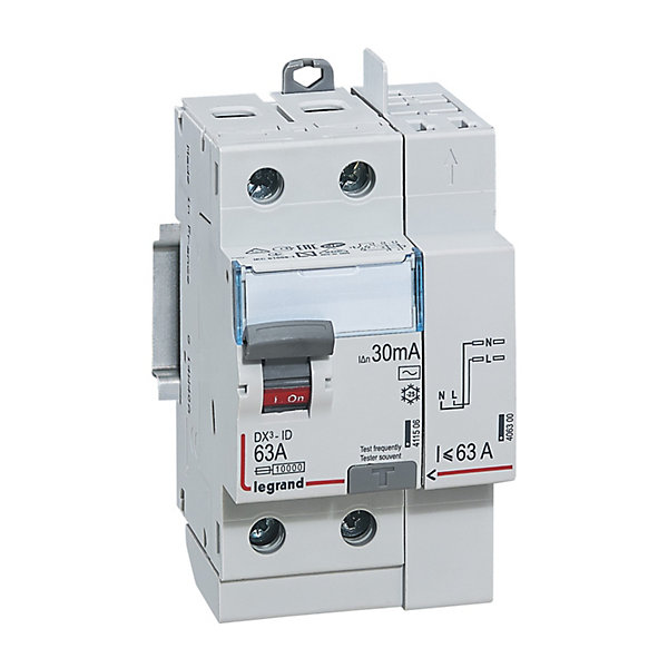 Interrupteur différentiel 2 bornes 63A - 30mA Type AC LEGRAND
