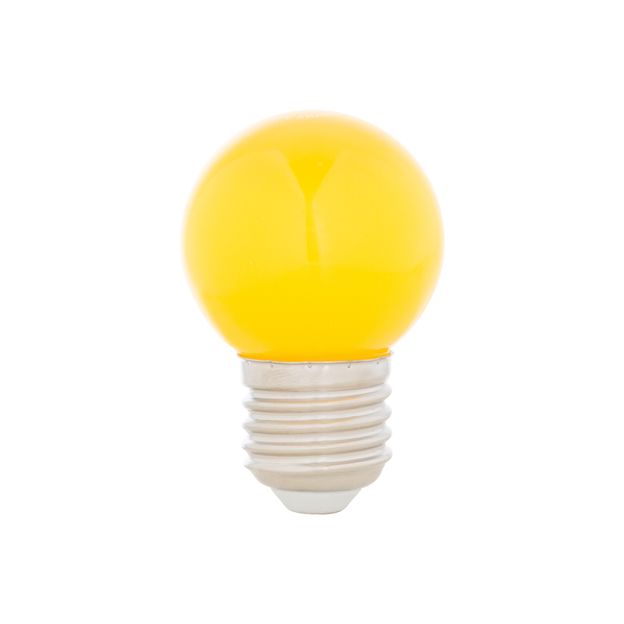 LÂMPADA LED BOLINHA AMARELA 1W E27 127V TASCHIBRA