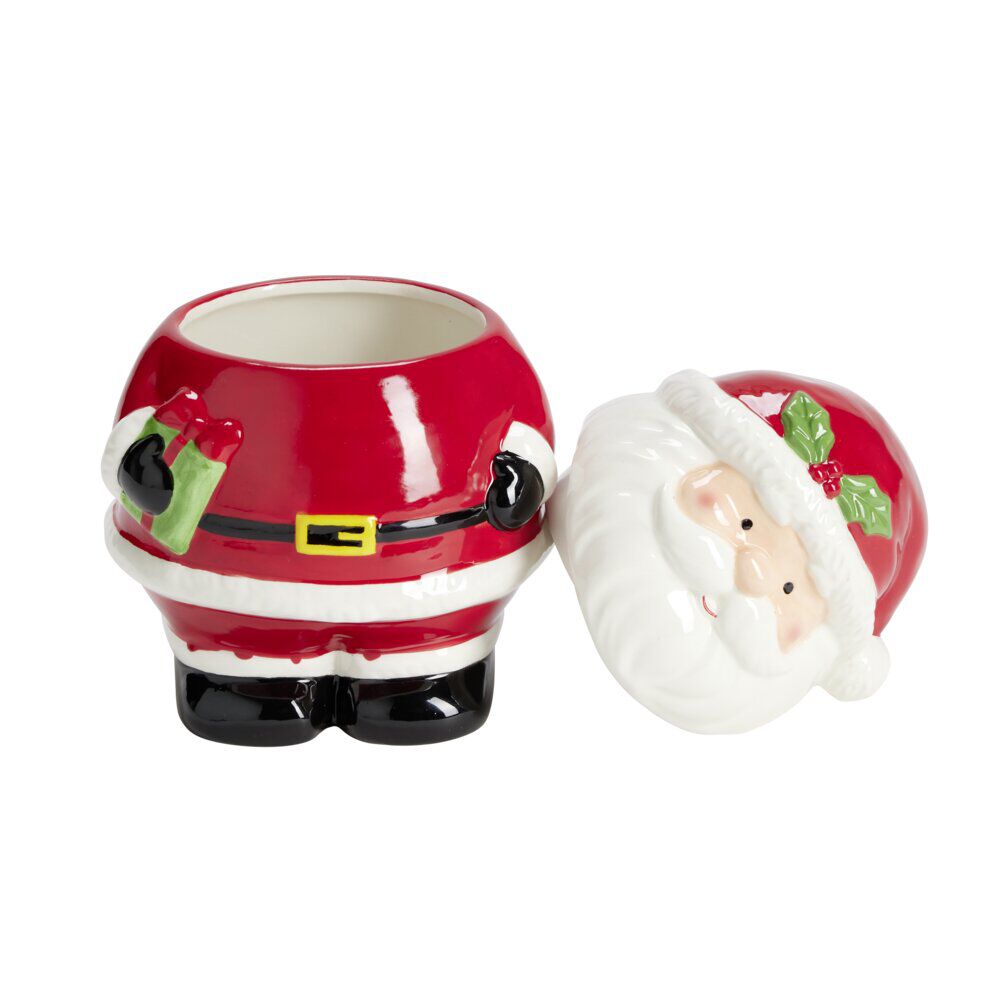 Bonbonnière Père No&euml;l céramique rouge et blanc 16x15xH22cm