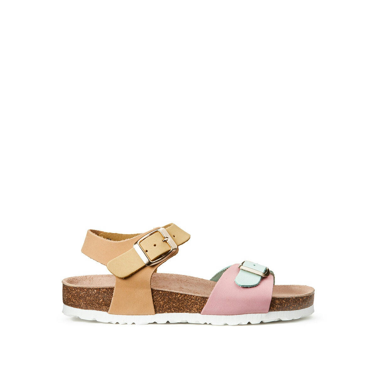 Sandales plates multicolores en cuir
