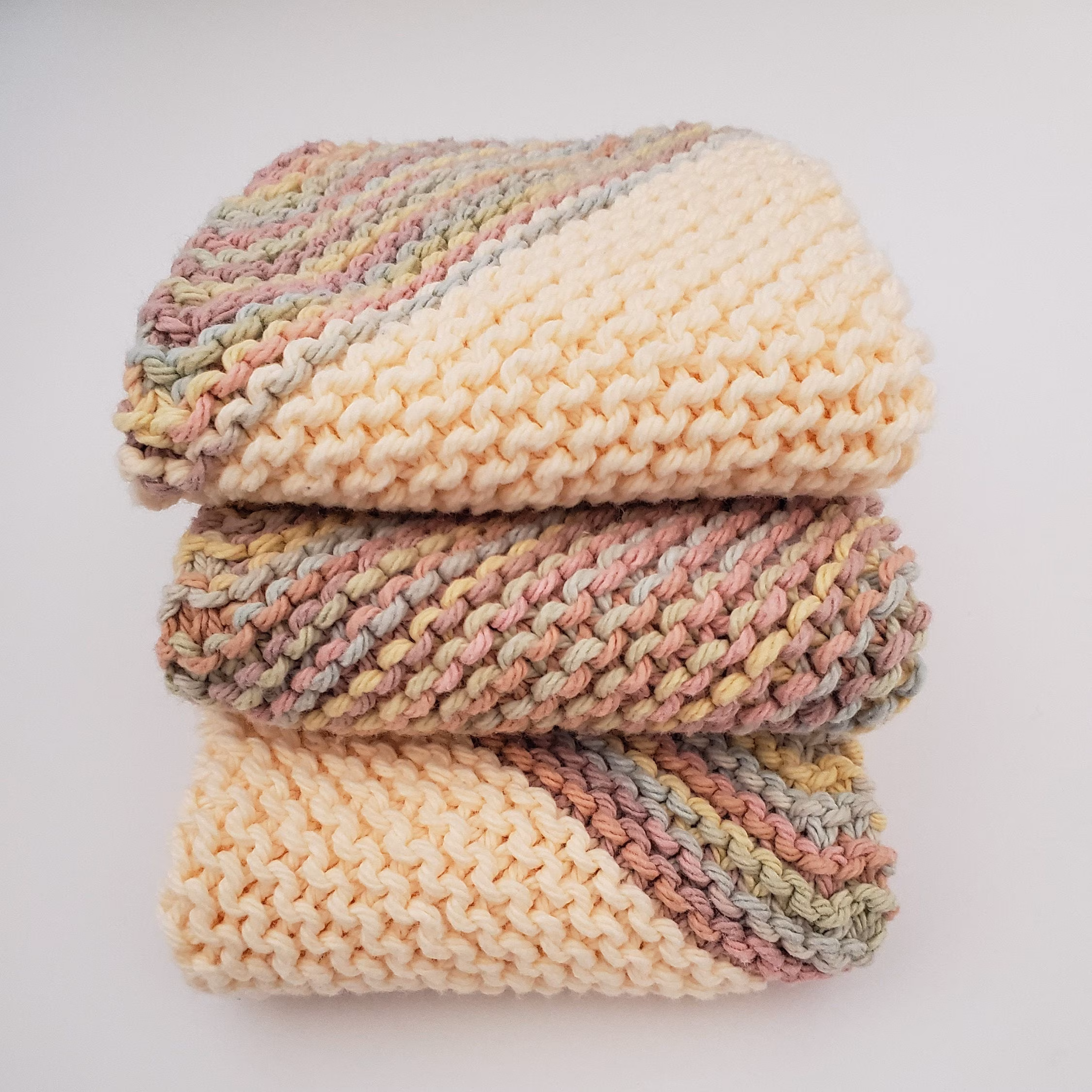Cotton dish cloths, 100% cotton hand knitted wash cloths, gift for her, home and living, kitchen essentials, dishcloth set, wash cloth set