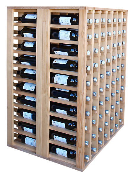 Meuble Range Bouteille de vin Série Godello double en Pin Clair 140 bouteilles