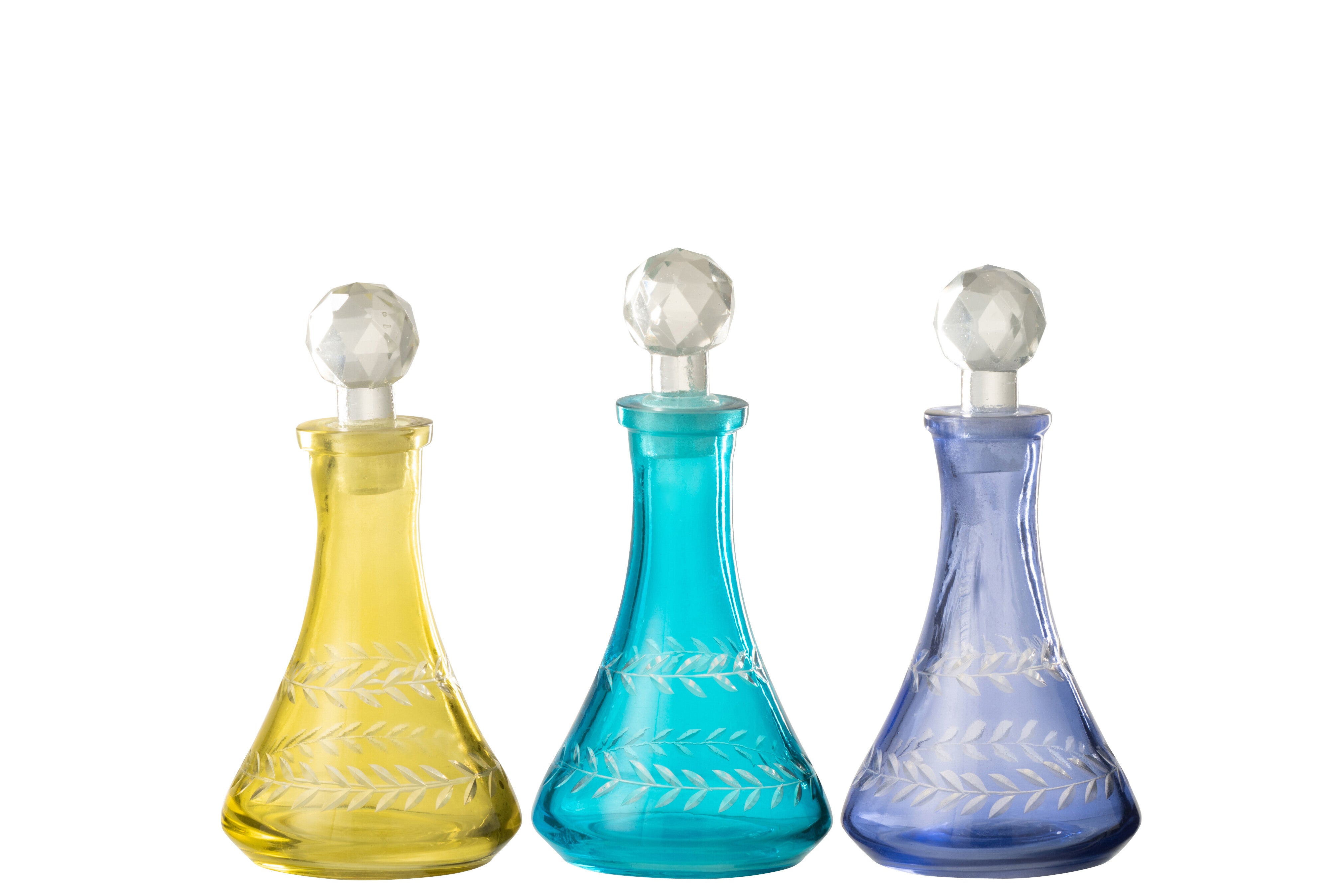 J-Line decoratie Flessen Tarifa - glas - mix - medium - 3 stuks