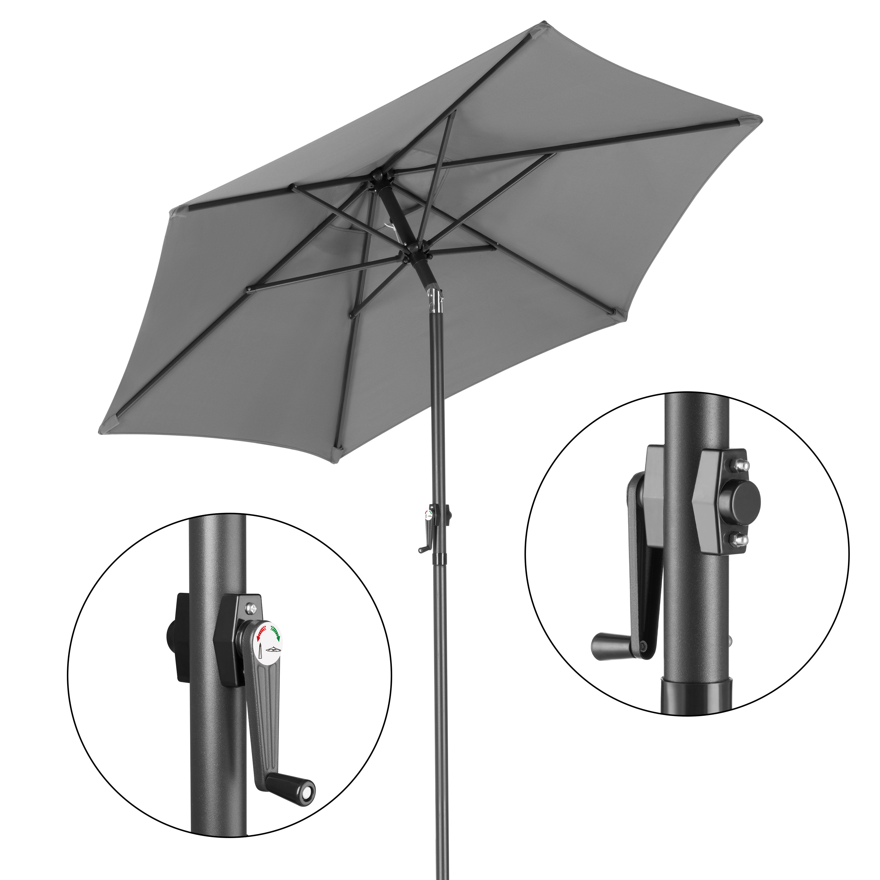 Składany parasol ogrodowy balkonowy regulowany 200 cm grafitowy 50UV