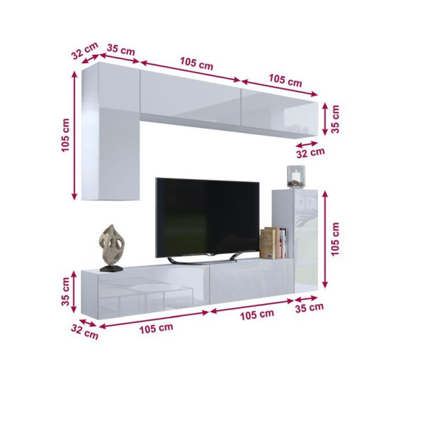 Meblościanka PREMIUM 245 cm biały połysk
