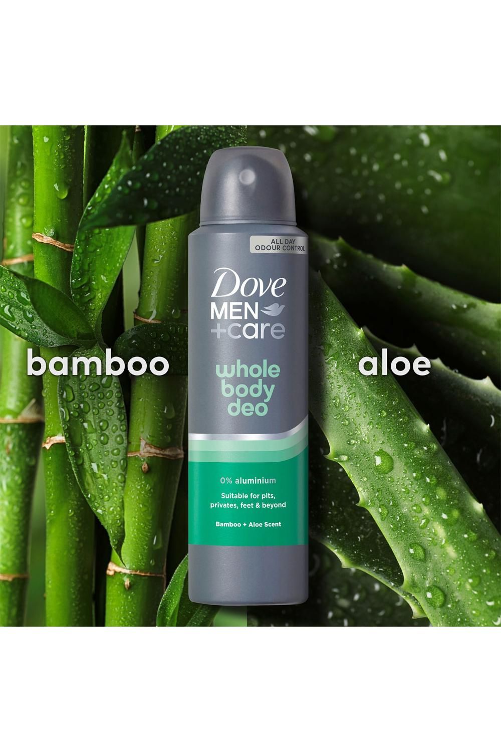 Dove Men Care Whole Body Deodorant Bamboo&Aloe 72H Odour Control 150ml,6pk