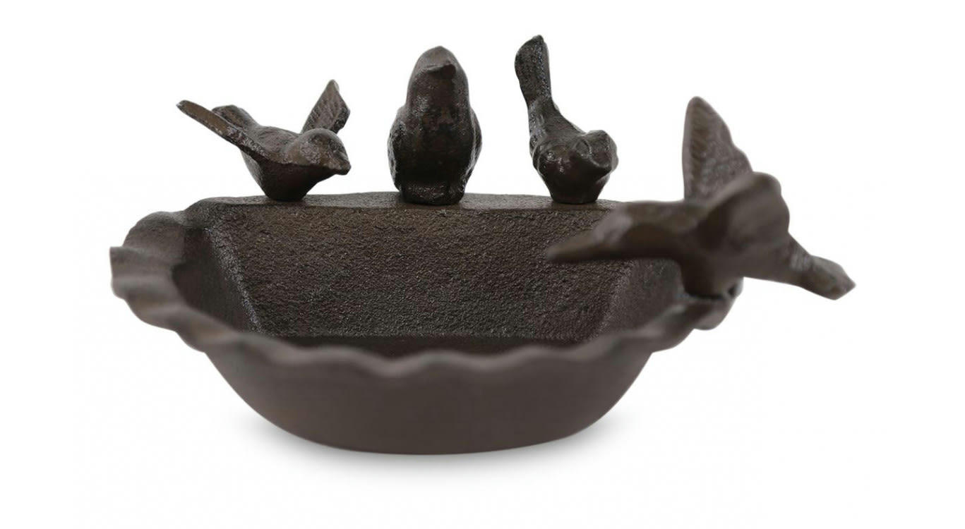 - Abreuvoir 4 Oiseaux Fonte Marron 21.5x18.5x9cm