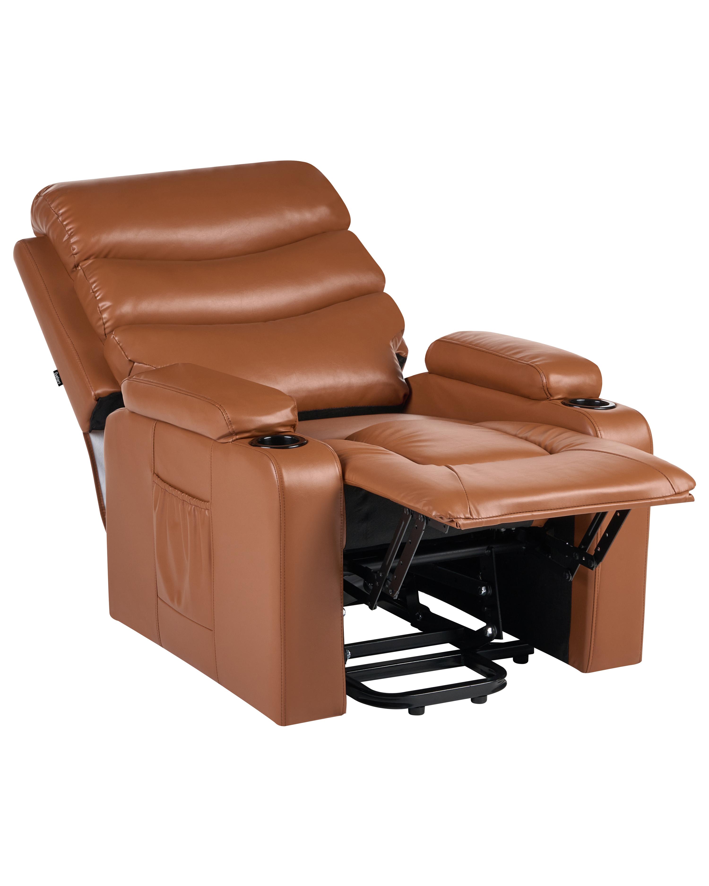 Electric Recliner Chair ETER Faux Leather Brown