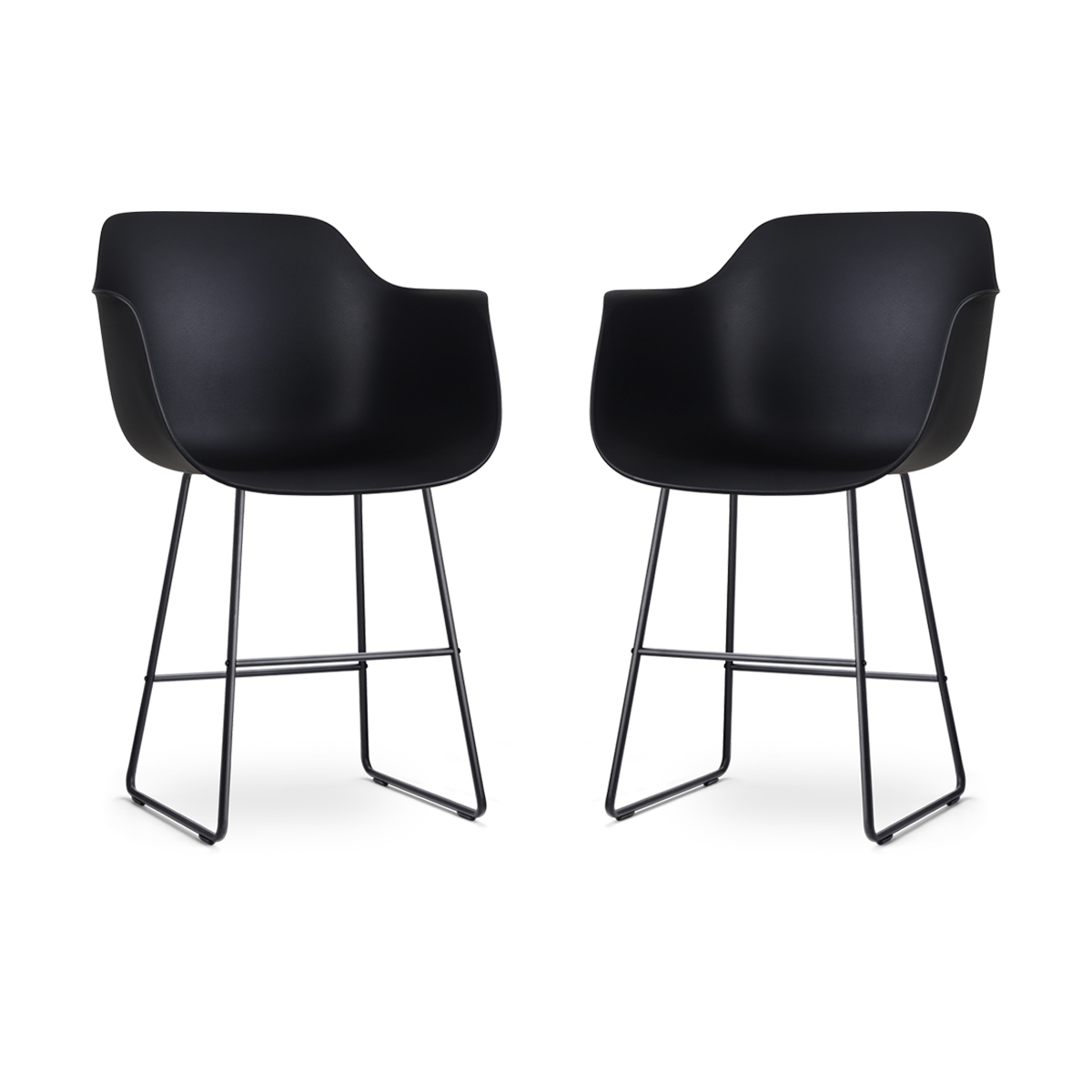 Nolon Nino-Puk barkruk zwart - zwart onderstel - 65 cm - set van 2