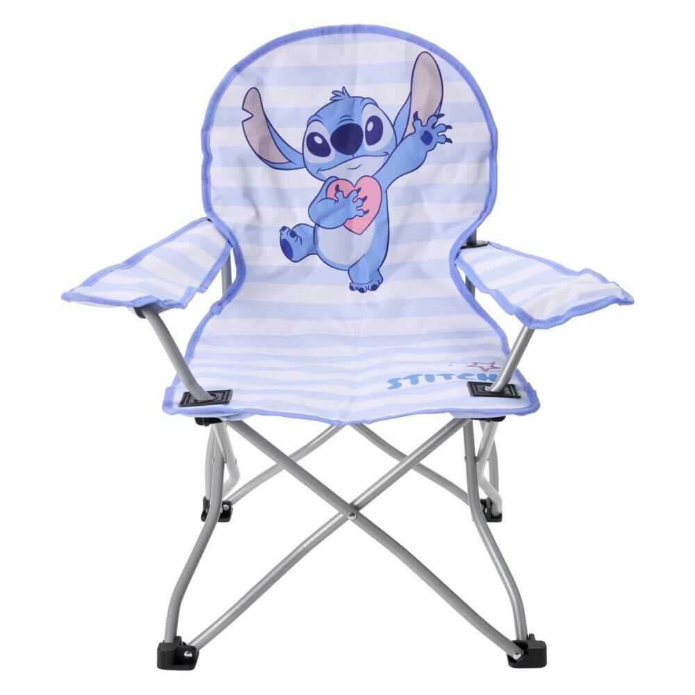 Fauteuil pêcheur enfant pliable Stitch métal et polyester bleu 59x39xH62cm