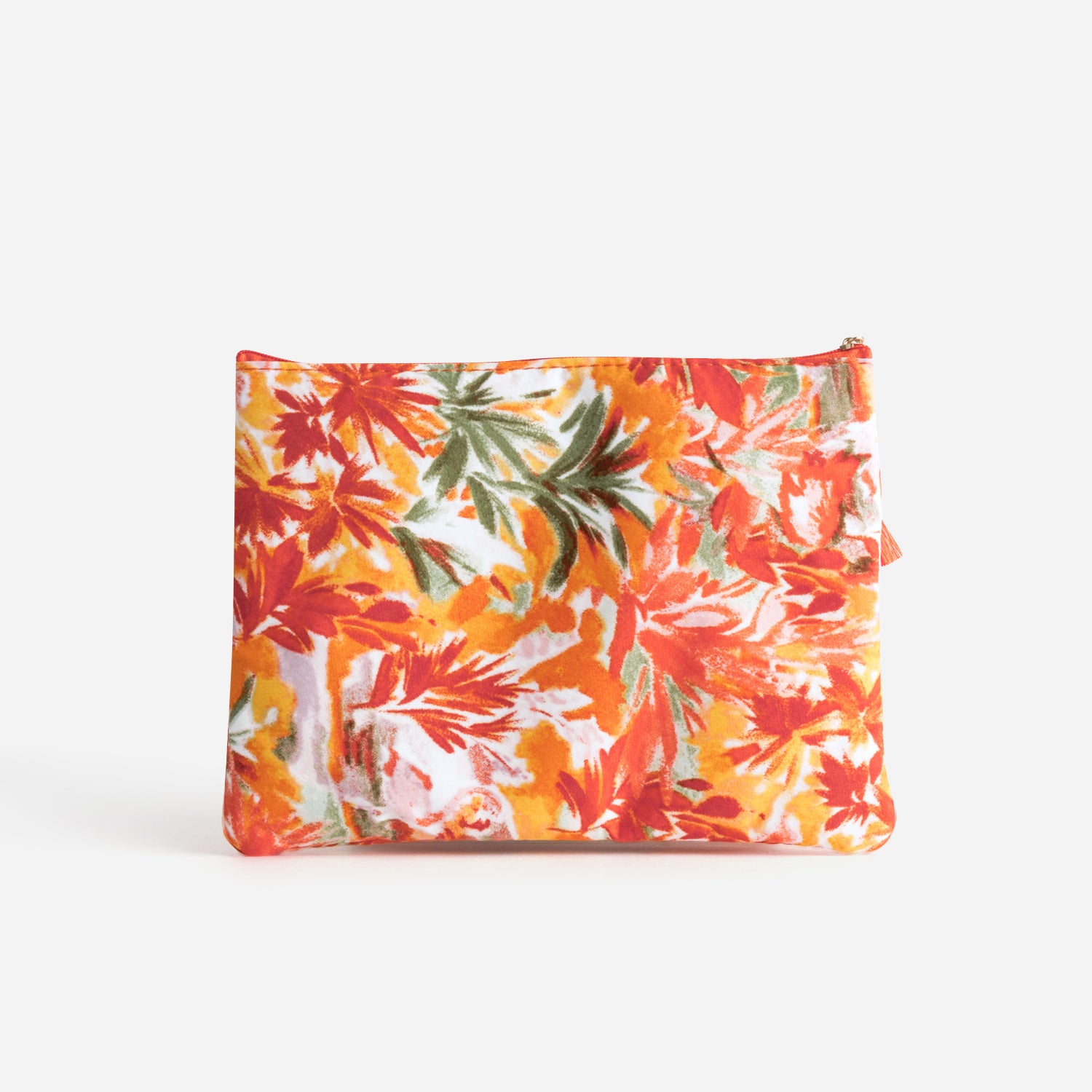 Pochette TEXTO blanche imprimé feuillage