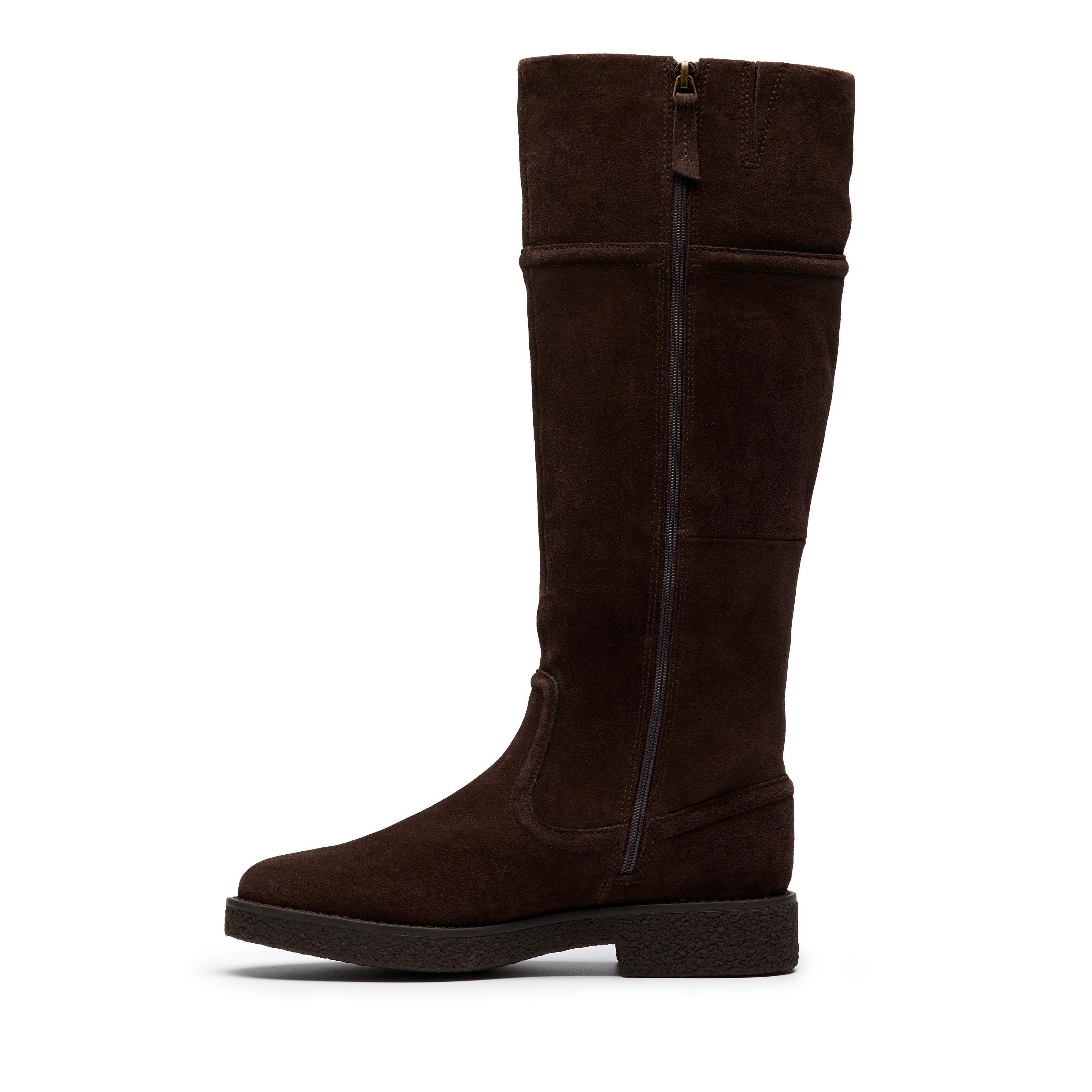 Clarks Nella Hi Dark Brown Suede Knee High Boots
