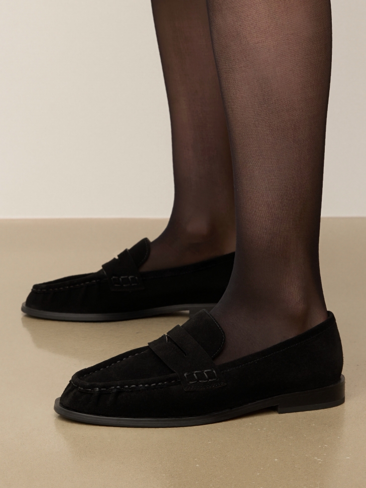 Suede black loafers