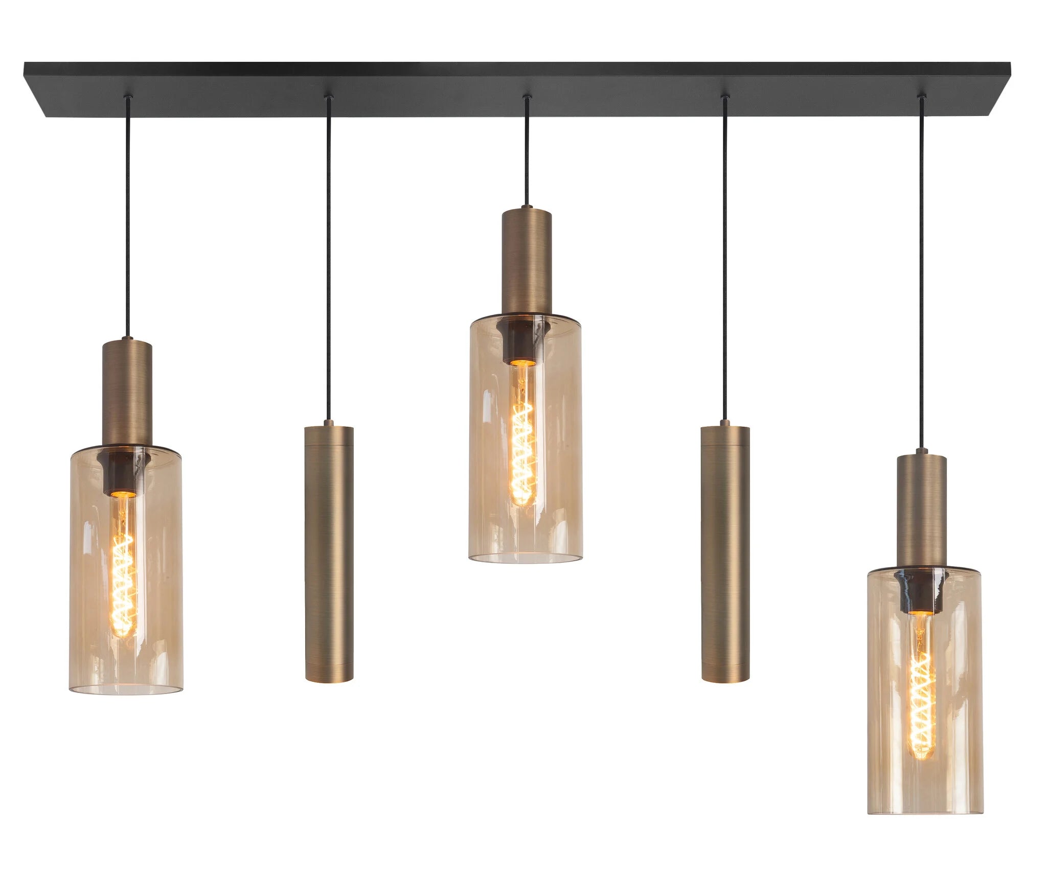 Highlight hanglamp Perugia - 5 lichts - 120 x 165  cm - zwart brons