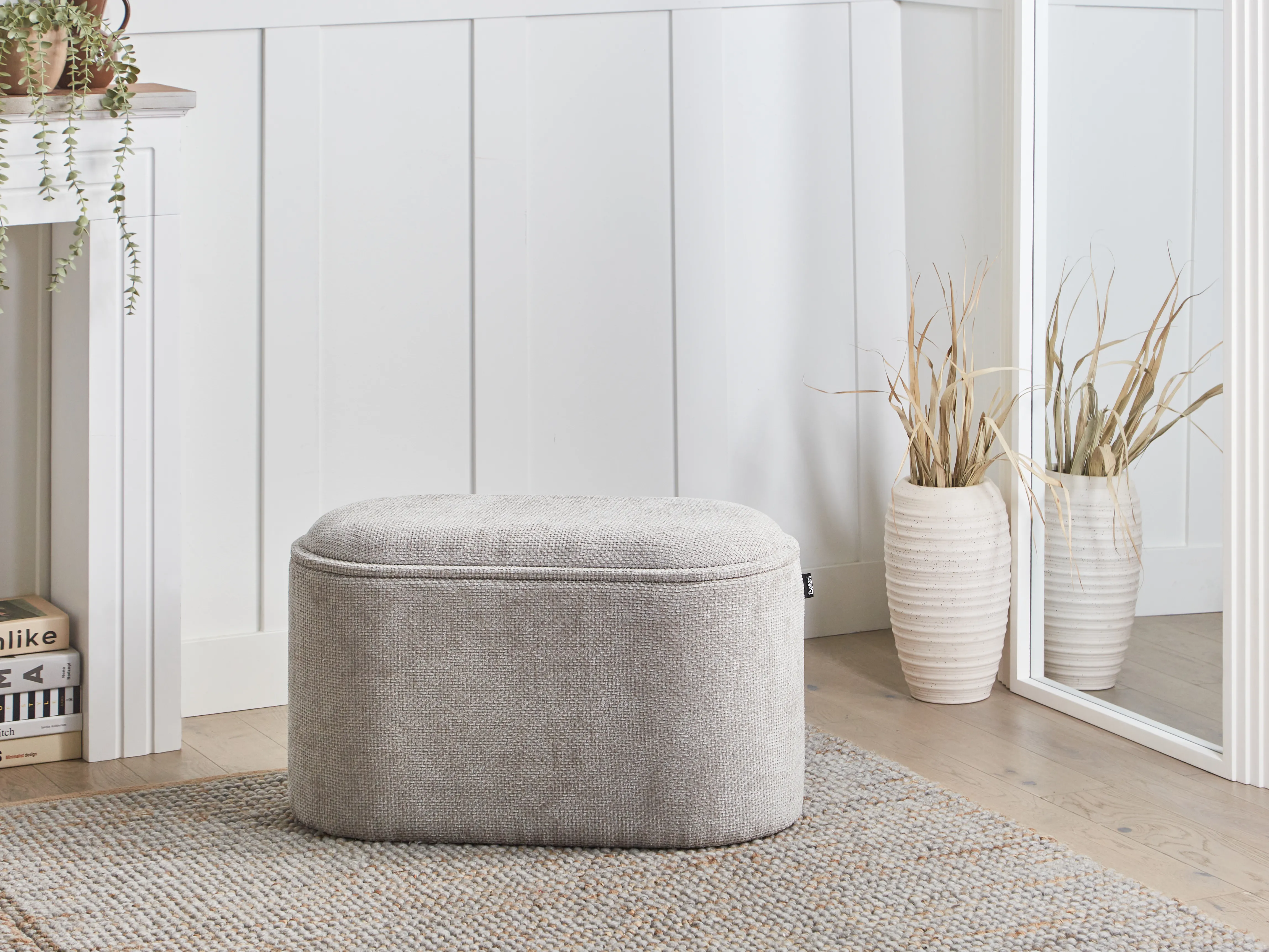 Upholstered Storage Bench ARTAS Chenille Grey