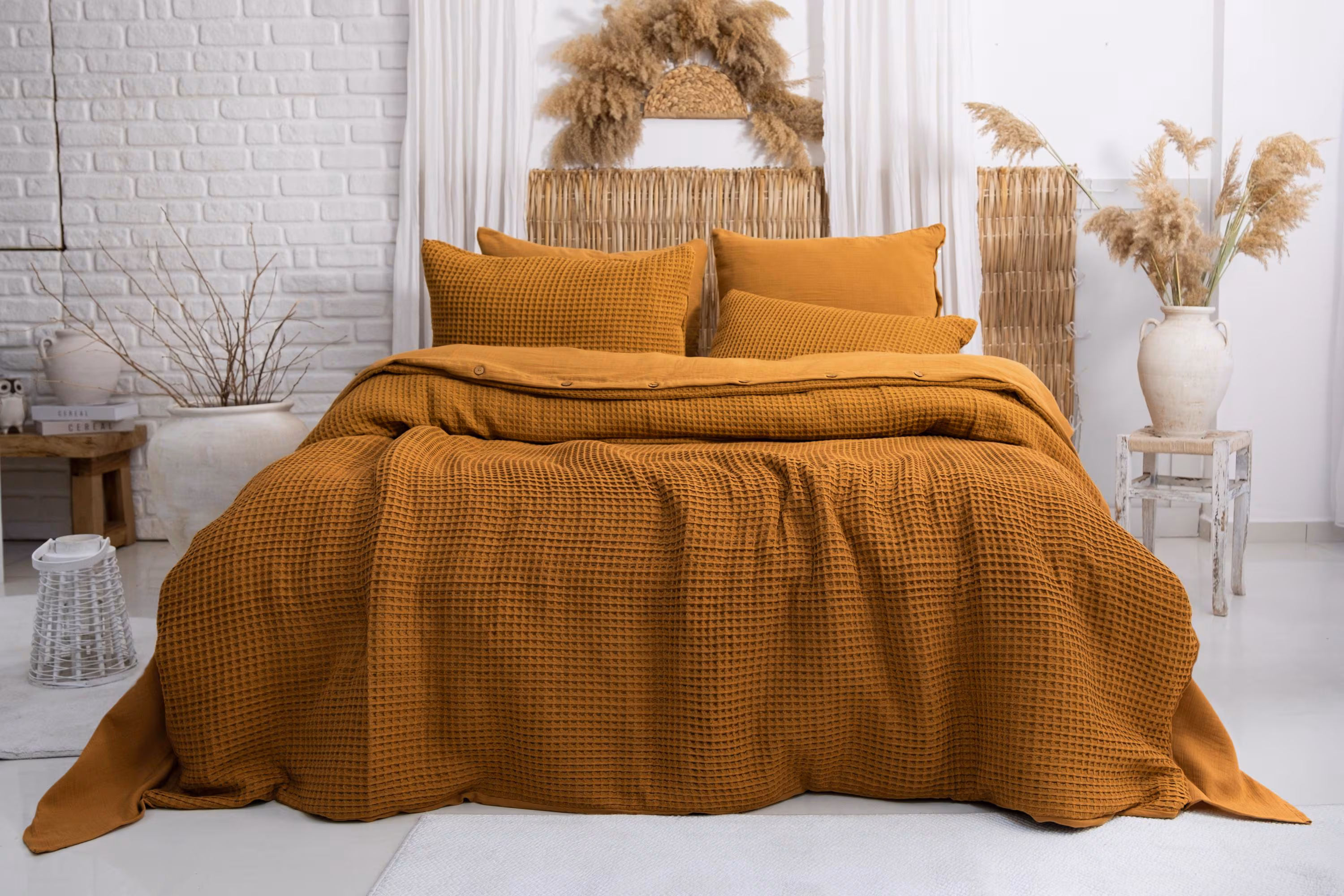 Waffle Duvet Cover: Luxury Organic Turkish Cotton Bedding Set