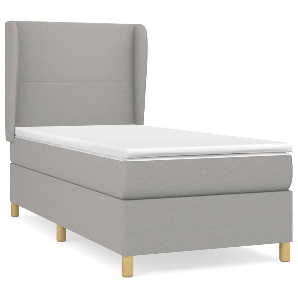 Łóżko Kontynentalne z Materacem Szare do Sypialni Pokoju 80x200 cm