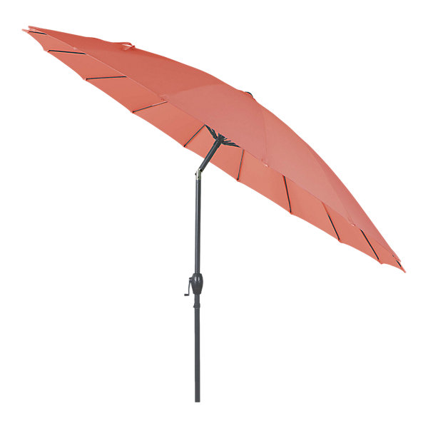 Parasol centré inclinable en rond ouverture manivelle toile terracotta GoodHome Temara