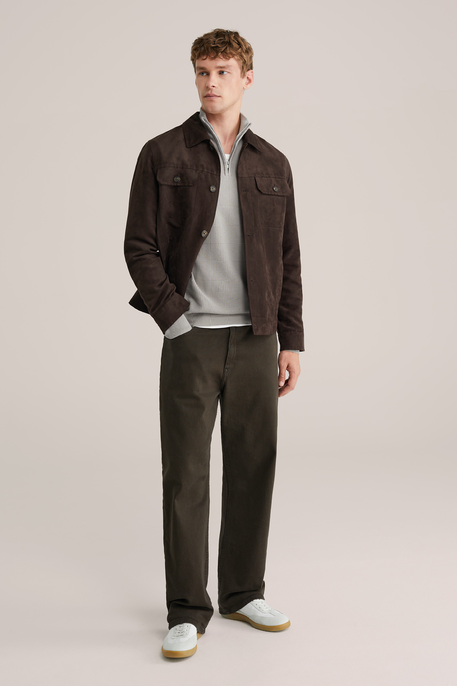 Heren Regular fit trui met structuur en quarter-zip