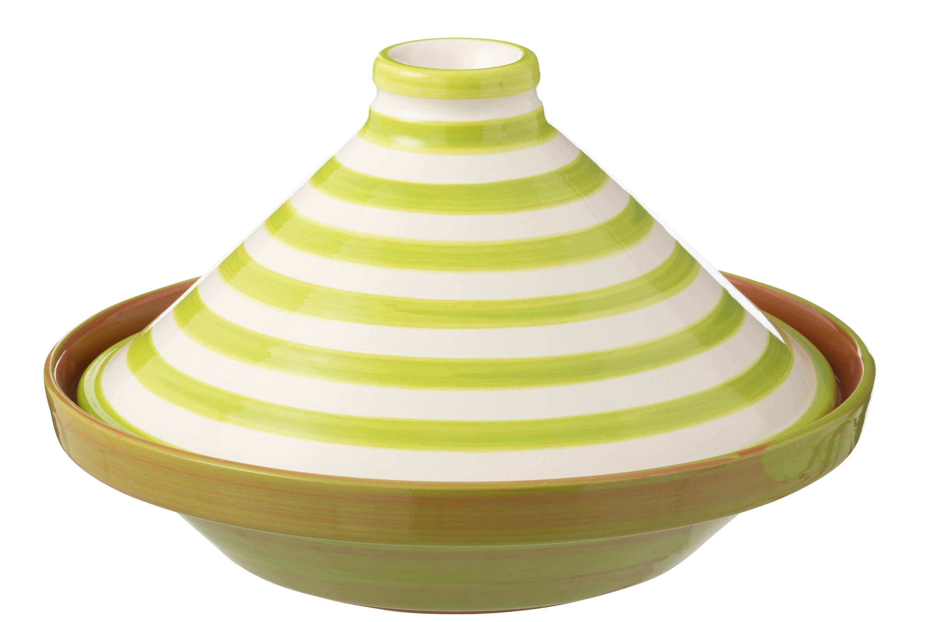 J-Line tajine Granada Stripes - keramiek - wit groen