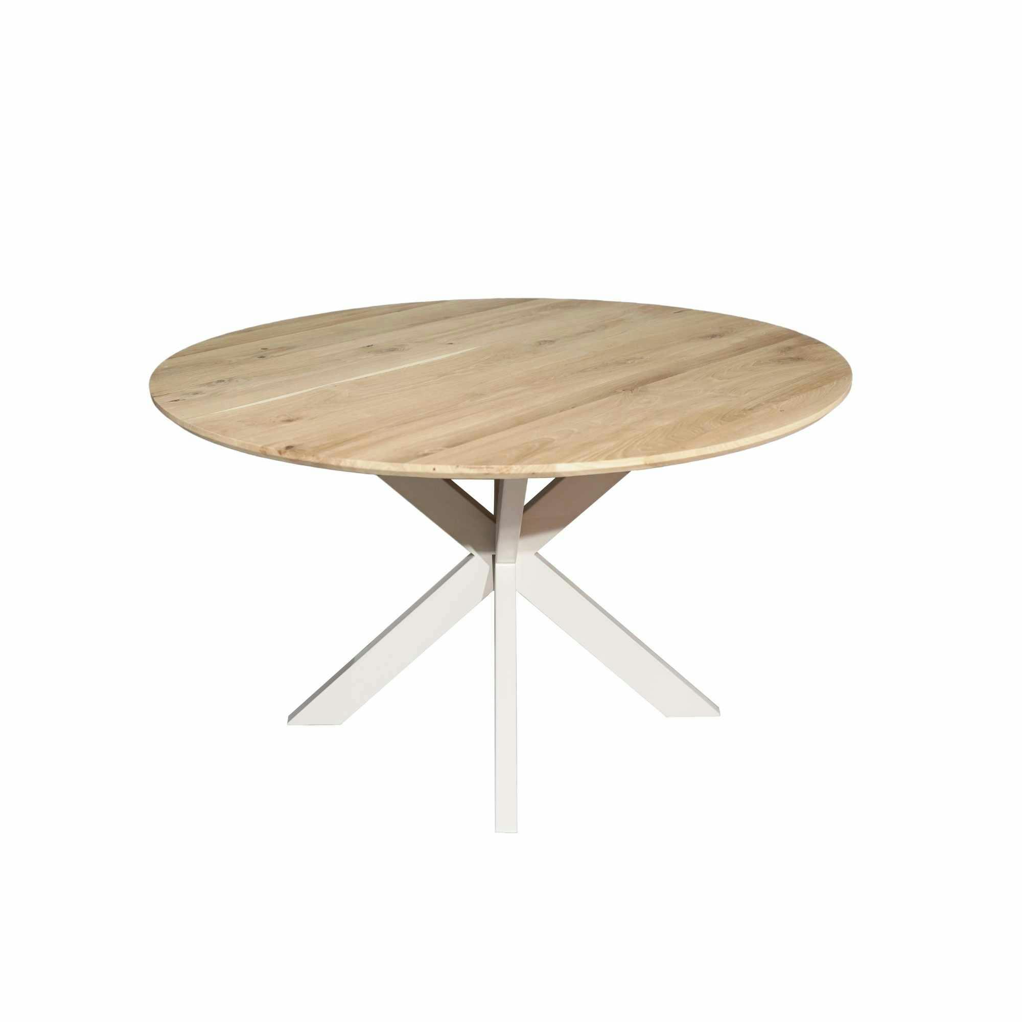 Table ronde en bois pied blanc Ø110 cm LEXTON
