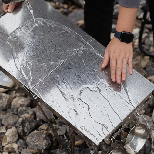 NNEOBA Folding Stainless Steel Camping Table Heat-Resistant Silver