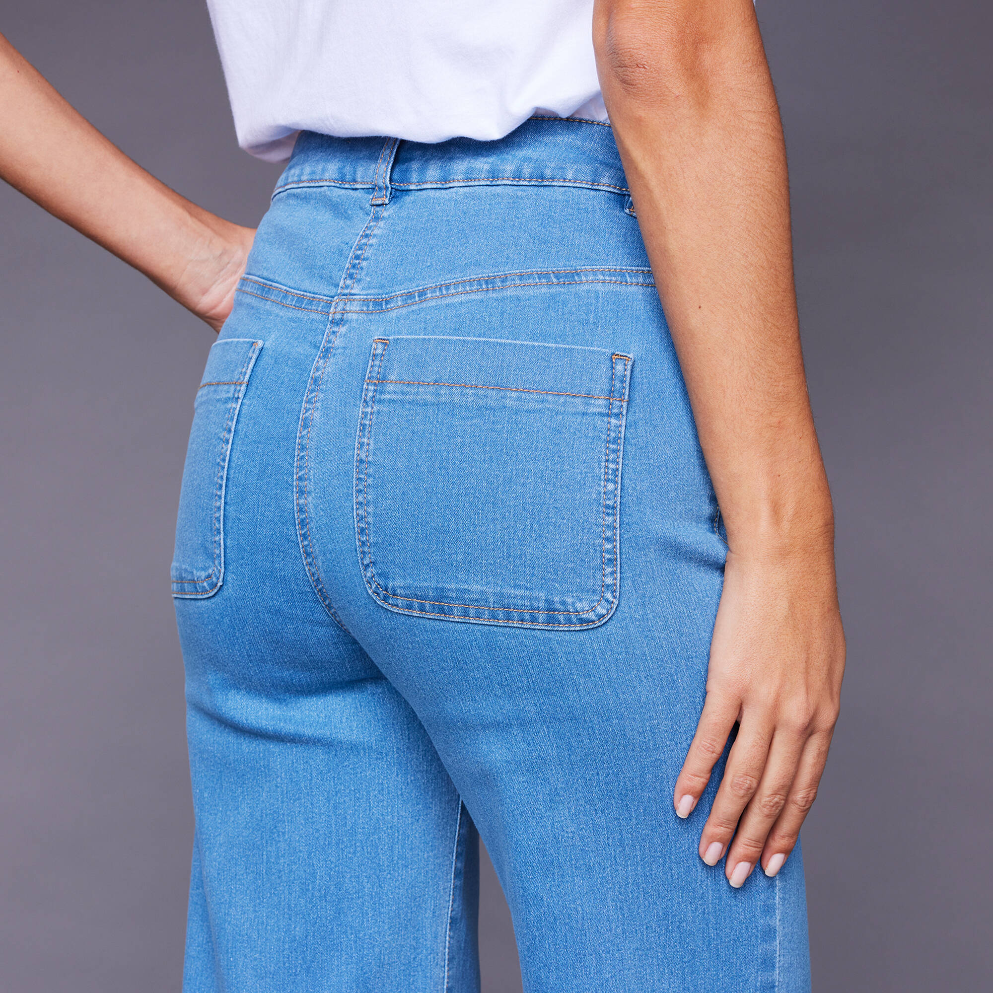 Jean coupe large taille haute, grande stature