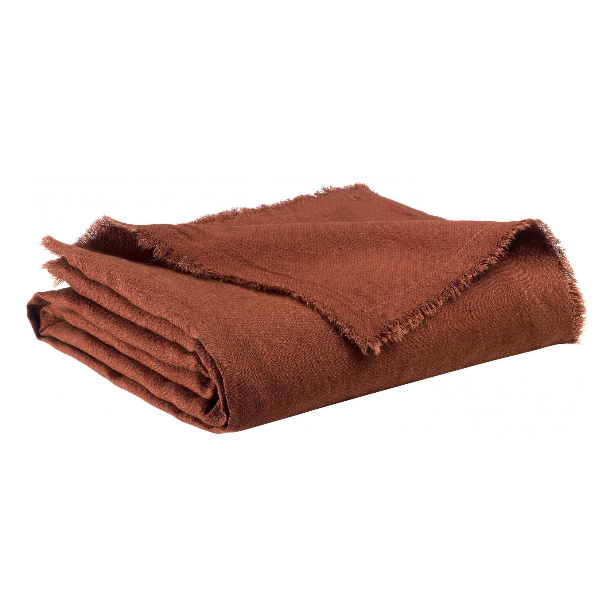 ZEFF - Plaid  nomade en lin caramel 130 x 180