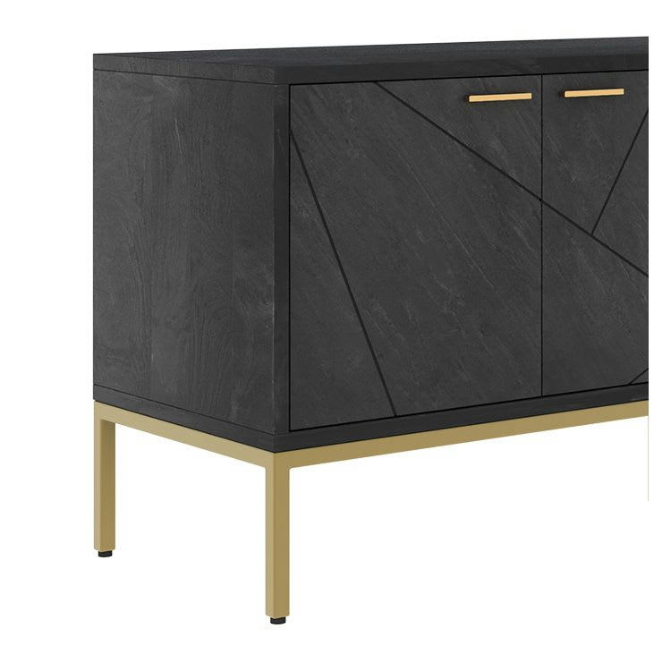 SUZANNE - Meuble TV en ardoise et bois de manguier 135 cm