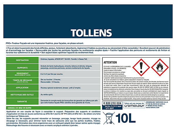 Fixateur façade Tollens Pro  blanc 10L